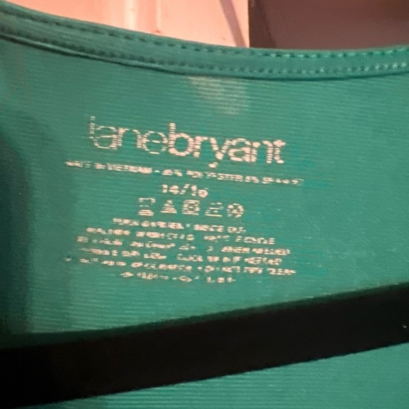 Lane Bryant Top Womens 14/16 Green Sleeveless V Neck Tank Blouse Beaded Stretch - Picture 10 of 12